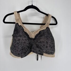 Elila Black Lace Over NUDE Smooth Curves Full Coverage Soft Cup Bra US 44F